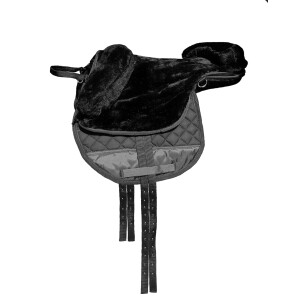 Synthetic fur saddle &quot;German Riding Adult&quot; black